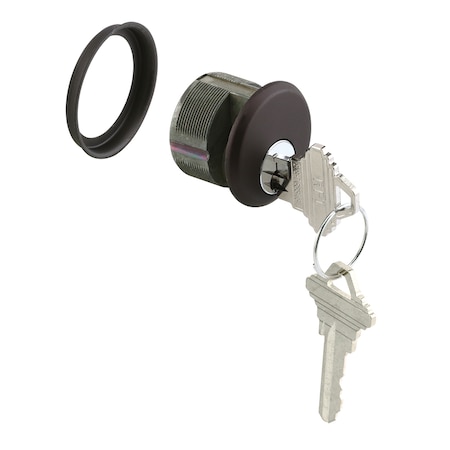 Prime-Line Mortise Key Cylinder, 1 in., Cast Zamak, Bronze Finish, Schlage-Style Single Pack J 4513